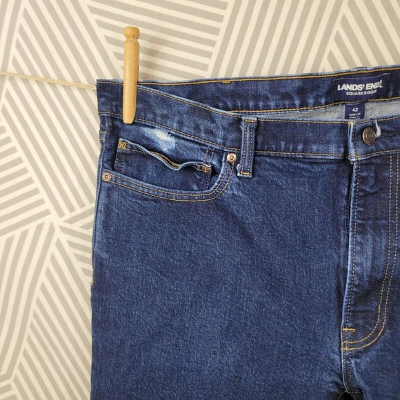 Lands End Jeans Square Rigger Mens Size 42 X 28.5 Slim Fit Medium Wash Denim - Picture 2 of 6